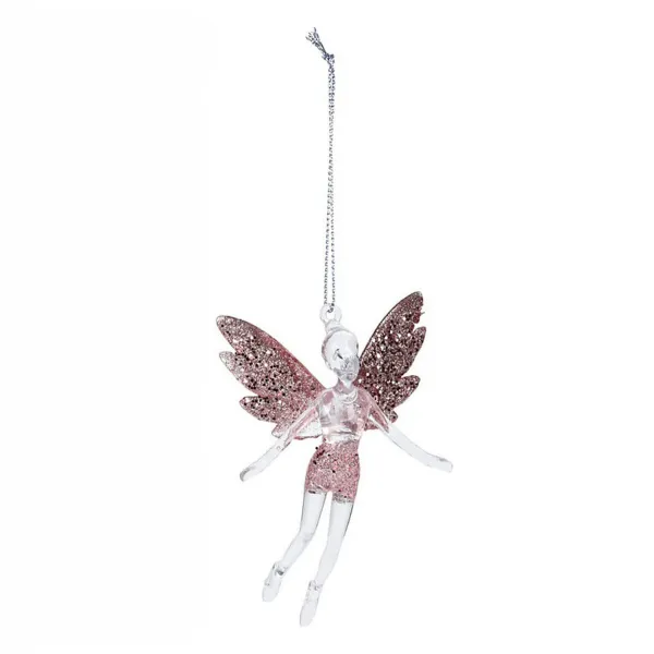 Piekaramais dekors Christmas Decoration Jaungada eglīte Rozā Eņģelis Plastmasa 8 x 3 x 13 cm
