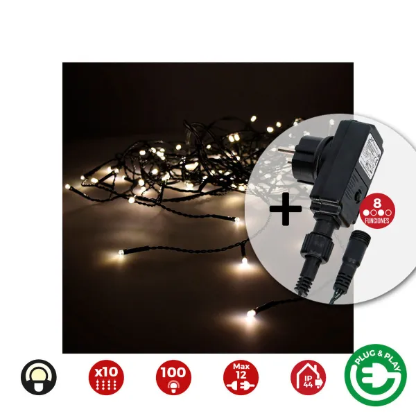 LED žibintai užuolaidoms EDM 71481 Easy-Connect 1,8 W Šilta šviesa Šiltai balta 2 x 1 m Balta Programuojamas