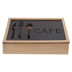 Virtuves Piederumu Organizators DKD Home Decor Brūns Melns Metāls Koks MDF Vintage 25 x 18 x 6 cm