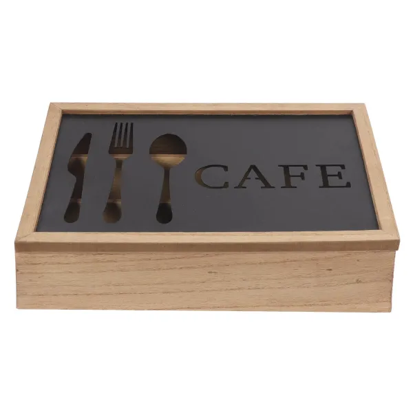 Stalo įrankių dėklas DKD Home Decor Ruda Juoda Metalinis Medžio MDF Vintage 25 x 18 x 6 cm
