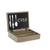 Cutlery Organiser DKD Home Decor Brown Black Metal MDF Wood Vintage 25 x 18 x 6 cm