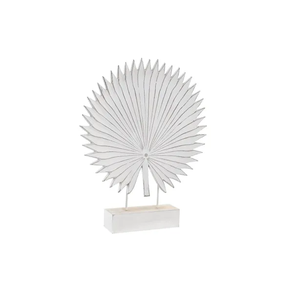 Koristehahmo DKD Home Decor 36 x 7 x 46 cm Valkoinen Trooppinen Kasvien lehtiä