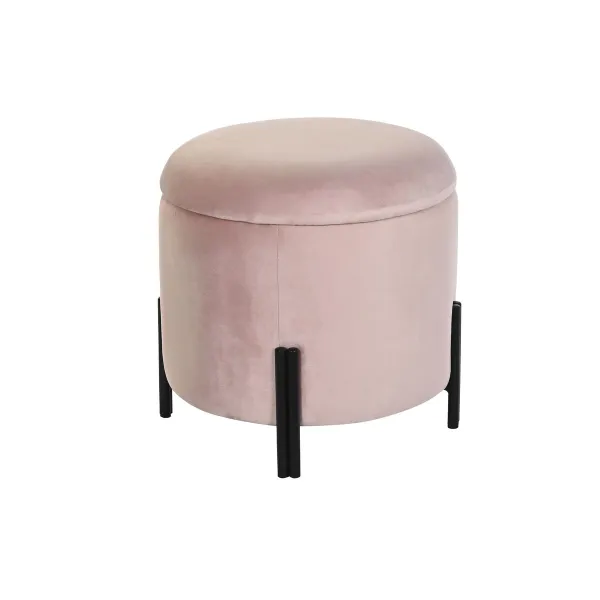 Pacelšanas Pedālis DKD Home Decor Melns Rozā Metāls Samts 42 x 42 x 42 cm
