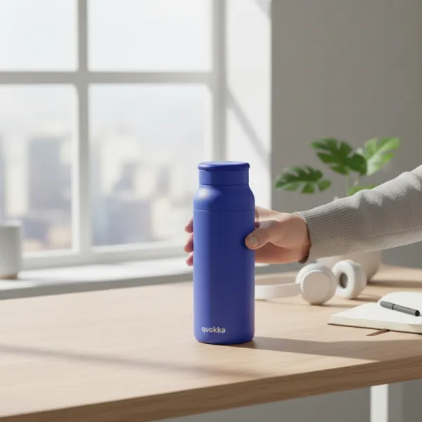 Quokka Echo - 690ml Stainless Steel Bottle with Silicone Handle (Dusk Blue)