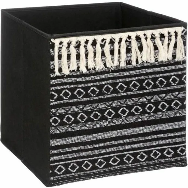 Контейнер для хранения Five Etnic С бахромой 31 x 31 x 31 cm Чёрный Пластик