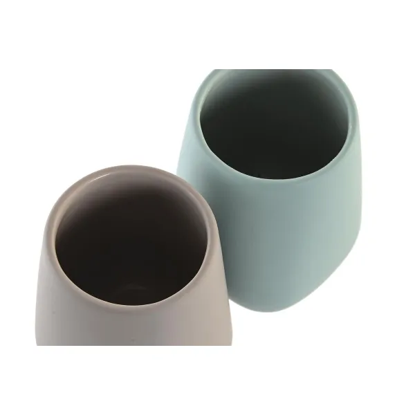 Dantų šepetėlio laikiklis DKD Home Decor Žalia Rusvai gelsva Dolomite 8 x 8 x 11 cm (2 vnt.)