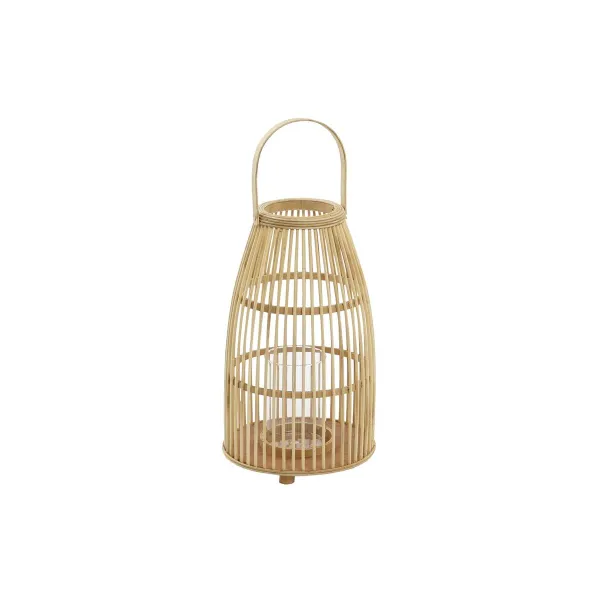 Svečturis DKD Home Decor Stikls Bambuss (25 x 25 x 56 cm)