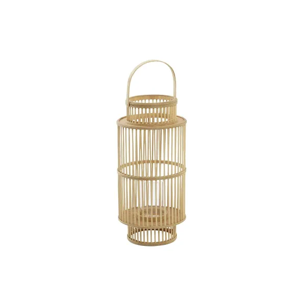 Svečturis DKD Home Decor Stikls Bambuss (26 x 26 x 69 cm)