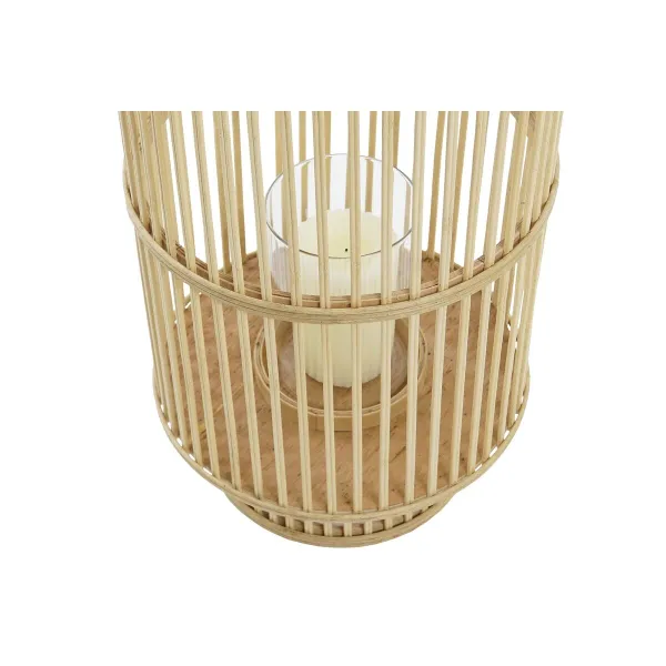 Svečturis DKD Home Decor Stikls Bambuss (26 x 26 x 69 cm)