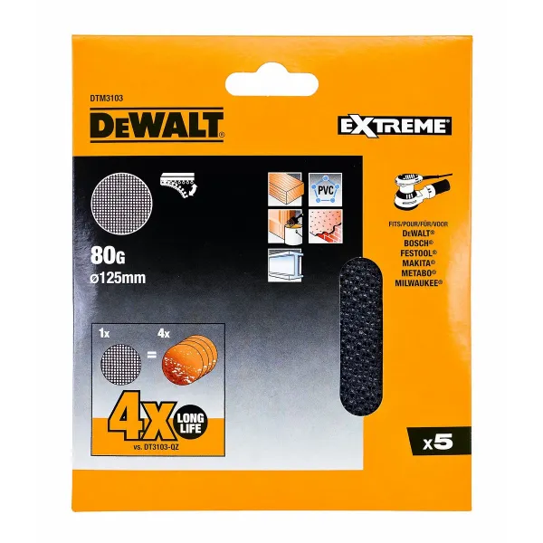 Наждачная бумага для шлифовальной машины Dewalt dtm3103-qz Ø 125 mm 80 g 5 штук