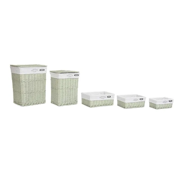Универсальная корзина DKD Home Decor Зеленый плетеный 44 x 34 x 56 cm 5 Предметы