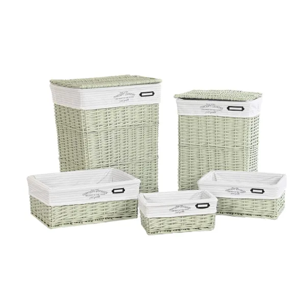 Monikäyttöinen kori DKD Home Decor Vihreä korihuonekalut 44 x 34 x 56 cm 5 Kappaletta