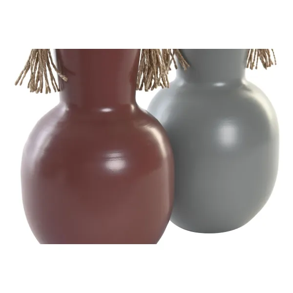 Maljakko DKD Home Decor 14 x 13 x 24 cm Harmaa Metalli Terrakotta (2 osaa)