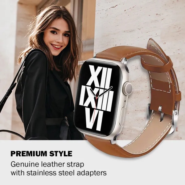 Crong Noble Band - Genuine Leather Strap for Apple Watch 38/40/41/42 mm (Mocha)