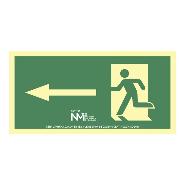Kyltti Normaluz Evacuación flecha izquierda PVC 32 x 16 cm