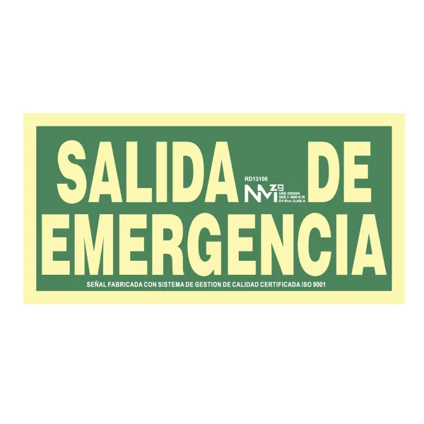 Знак Normaluz Salida de emergencia PVC 30 x 15 cm