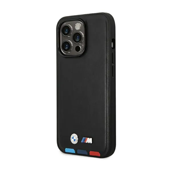 BMW Leather Hot Stamp Tricolor MagSafe - Case for iPhone 14 Pro Max (Black)