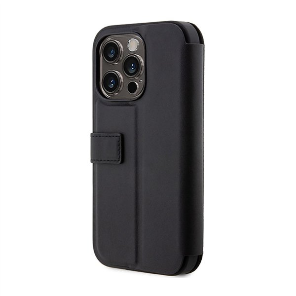 BMW Booktype Leather Textured & Stripe - Case for iPhone 14 Pro (Black)