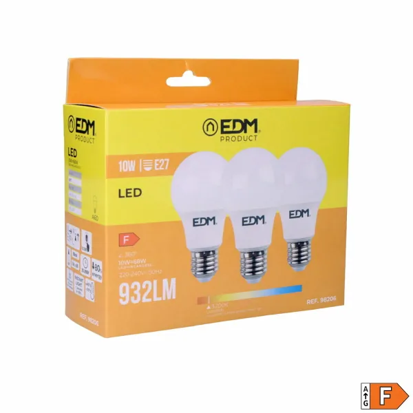 3 LED-polttimon setti EDM 98206 F 60 W 10 W 68 W E27 810 Lm 932 Lm Ø 6 x 10,8 cm (3200 K)