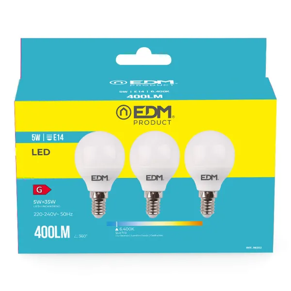 3 LED-polttimon setti EDM 98202 G 35 W 5 W 50 W E14 400 lm Ø 4,5 x 8 cm (6400 K)
