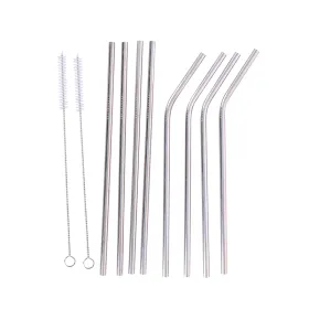 Alpina - eco-friendly multi-use metal straws with cleaning brushes (8+2 pcs.)