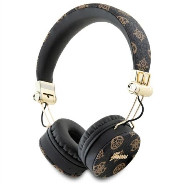 Guess Peony Script Round Shape - Wireless Over-Ear Bluetooth ENC Headphones (Black)