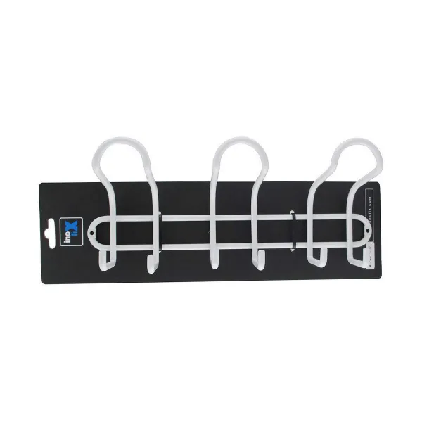 Uz sienas piestiprināts mēteļa pakaramais Inofix Balts Tērauds 13 x 31 x 8,4 cm