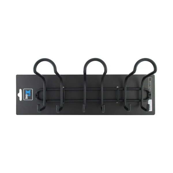 Uz sienas piestiprināts mēteļa pakaramais Inofix Melns Tērauds 13 x 31 x 8,4 cm
