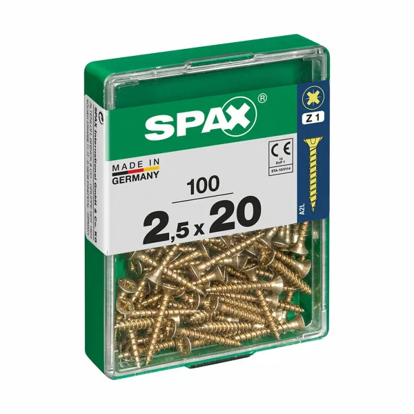 Skrūvju kaste SPAX Koka skrūve Plakana galva (2,5 x 20 mm)