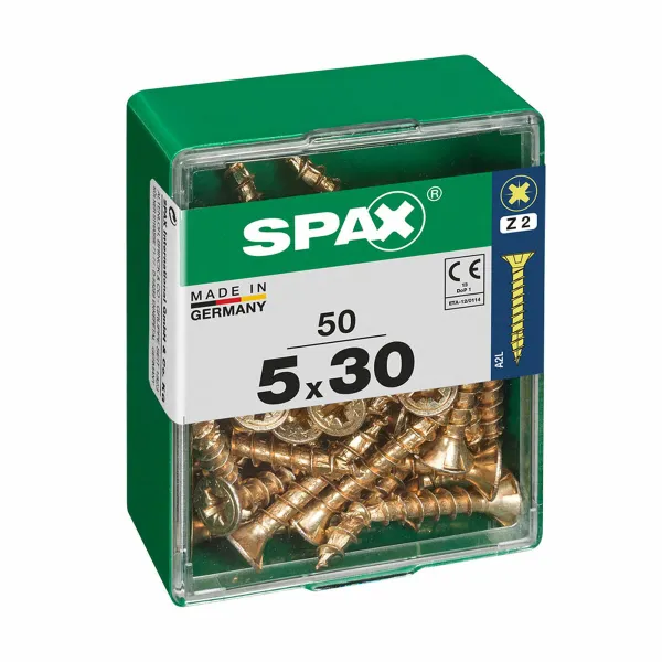Varžtų dėžutė SPAX Medienos varžtas Plokščia galvutė (5 x 30 mm) (5,0 x 30 mm)