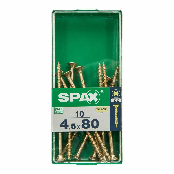 Skrūvju kaste SPAX 4081020450802 Koka skrūve Plakana galva (4,5 x 80 mm)
