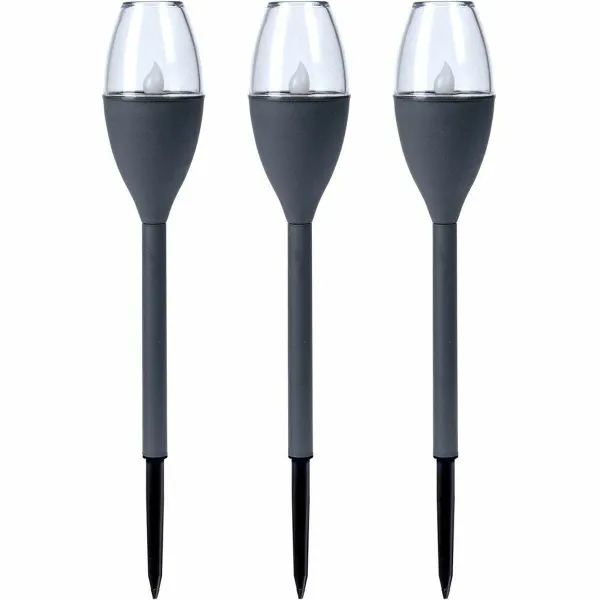 Set of solar garden torch lights Progarden Dark grey 21 x 8 x 31 cm Plastic