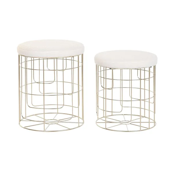 Pacelšanas Pedālis DKD Home Decor Bēšs Bronza Metāls Poliesters Balts Moderns (38 x 38 x 44 cm) (35 x 35 x 40 cm)