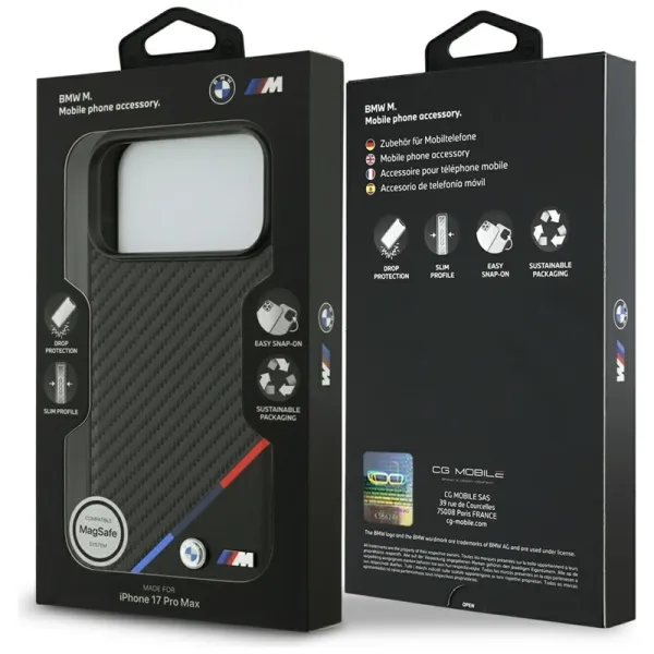 BMW M Carbon Tricolor Line MagSafe - Case iPhone 17 Pro Max (black)
