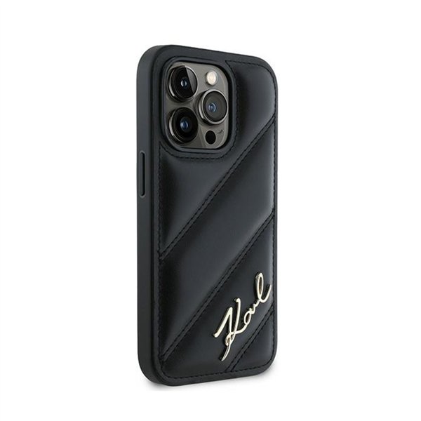 Karl Lagerfeld Diagonal Quilted Script - Case for iPhone 13 Pro (Black)