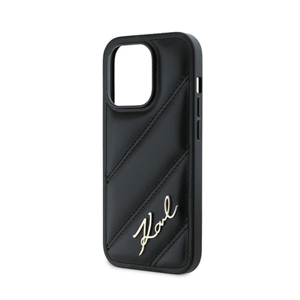 Karl Lagerfeld Diagonal Quilted Script - Case for iPhone 13 Pro (Black)