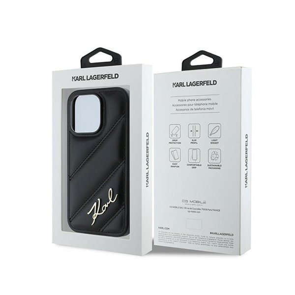 Karl Lagerfeld Diagonal Quilted Script - Case for iPhone 13 Pro (Black)