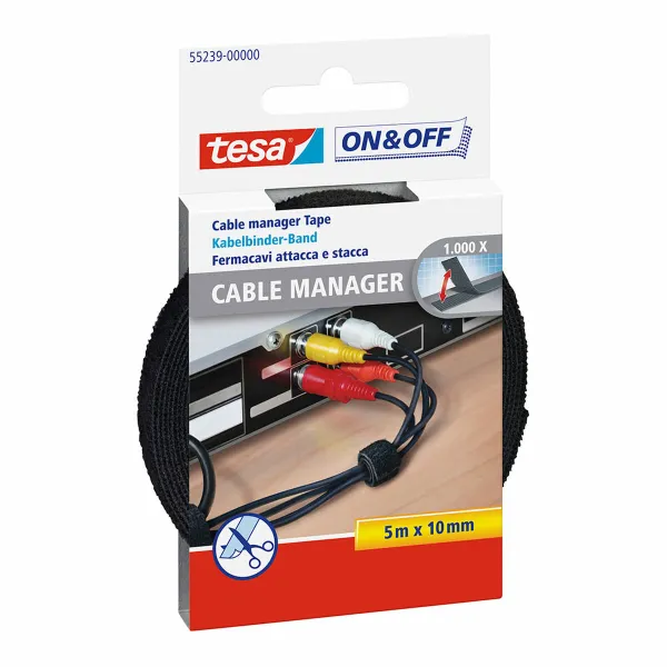 Organizator de Cable TESA 55239 Juoda 10 mm x 5 m