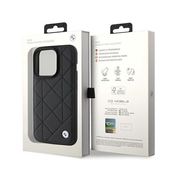BMW Leather Quilted - Case for iPhone 15 Pro Max (Black)