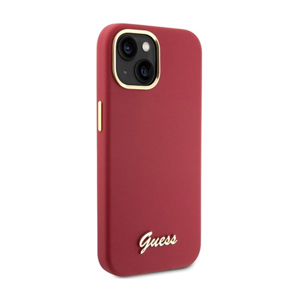 Guess Silicone Script Metal Logo & Frame - iPhone 15 Case (magenta)