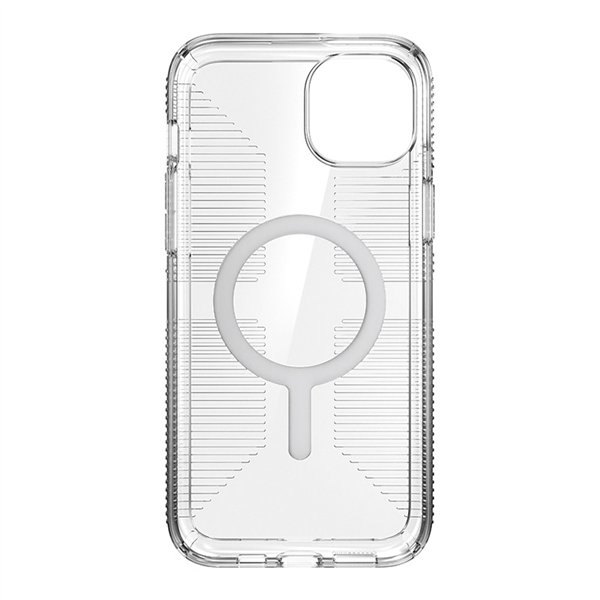 Speck Gemshell Grip + MagSafe - Case for iPhone 15 Plus / iPhone 14 Plus (Clear / Chrome Finish)