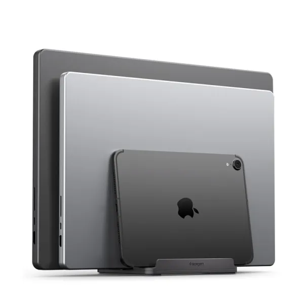 Spigen LD208S4 Vertical Laptop Stand – Aluminum Organizer/Stand for 4 Devices (Space Gray)