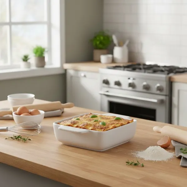 Alpina - Ceramic square ovenproof dish 21x15.8x5.8 cm (white)