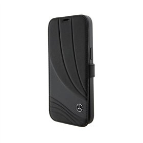 Mercedes Booktype Leather Wave Pattern - iPhone 15 Pro Case (black)