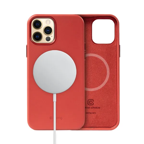 Crong Essential Cover Magnetic - iPhone 12 Pro Max MagSafe Leather Case (Red)