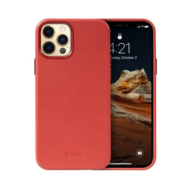 Crong Essential Cover Magnetic - iPhone 12 Pro Max MagSafe Leather Case (Red)