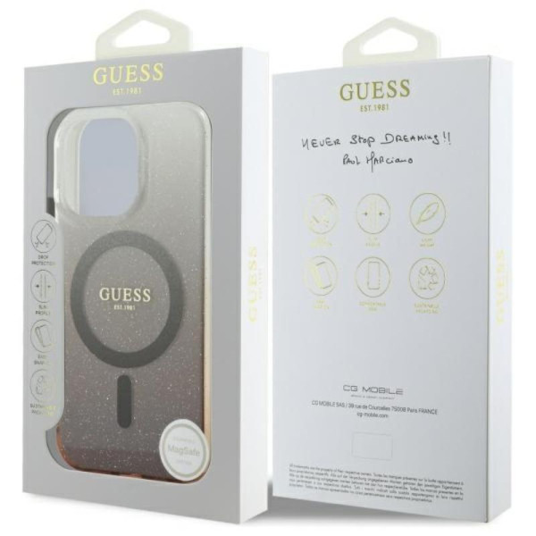 Guess IML Glitter Gradient MagSafe - Case for iPhone 16 Pro (Brown)