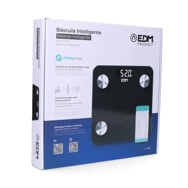 Skaitmeninės vonios kambario svarstyklės EDM 07613 Body Composition Juoda 180 kg