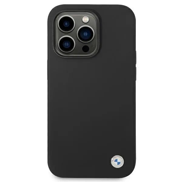 BMW Liquid Silicone Case Metal Logo for iPhone 14 Pro Max (Black)
