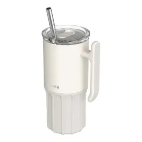 Quokka Umi - Stainless Steel Thermal Mug 720ml with Straw and Silicone Base (Ivory)